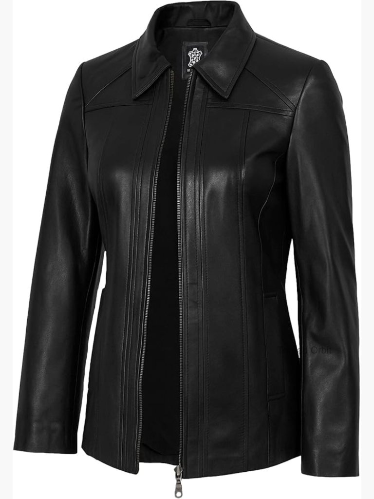 Real Lambskin Leather Coat - Long Genuine Leather Jacket W/ Zipper